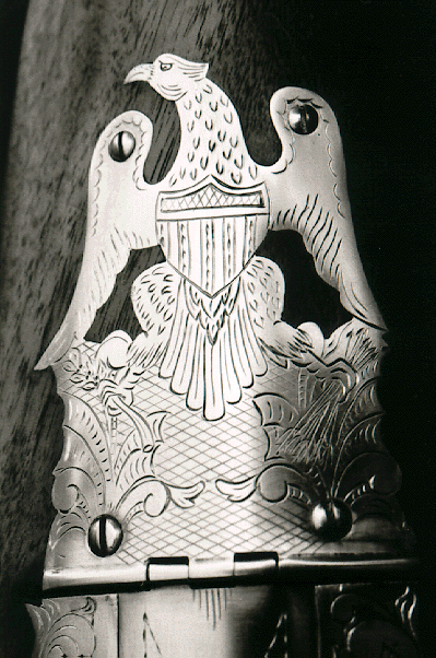 Figure 9: Close-up of eagle patchbox finial as engraved by the author.