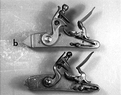 Fig. 2) The interior working parts of the RPL locks (a) and (b) are mounted to be spatially similar to the locks they will replace.